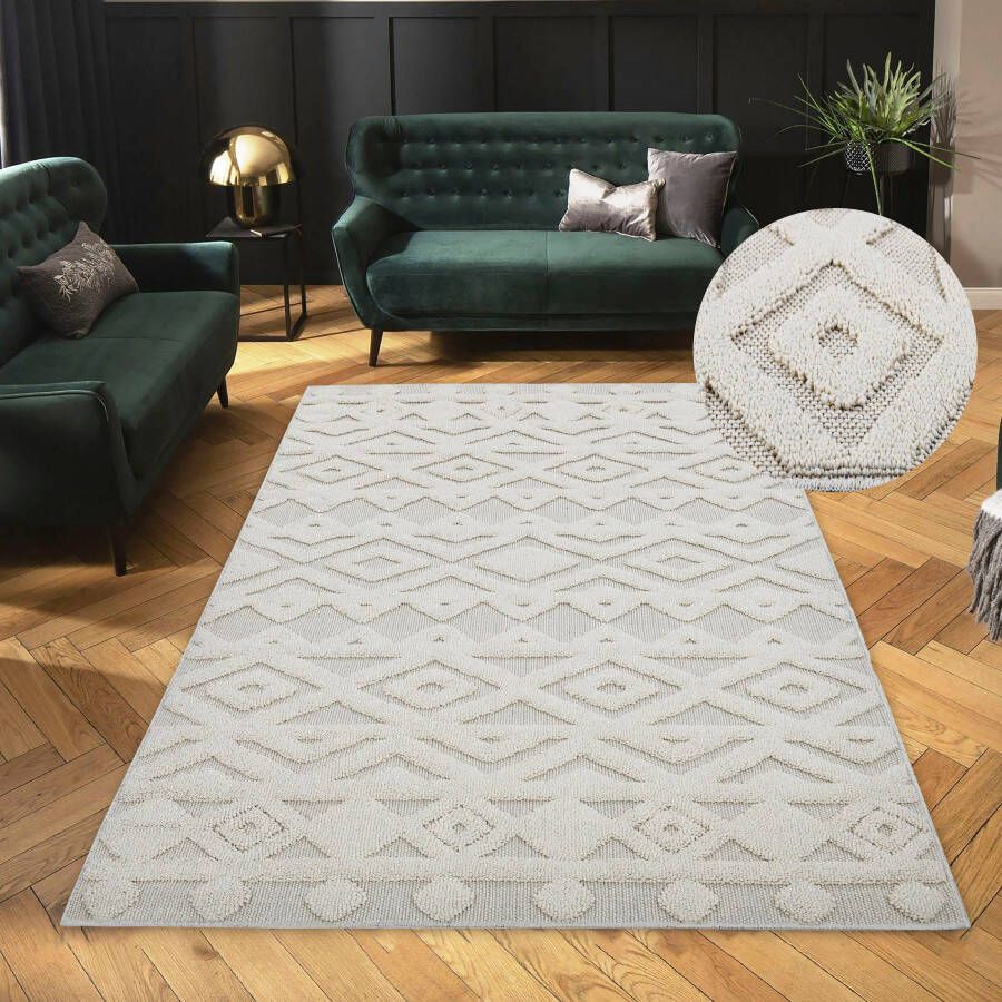 LeGer Home by Lena Gercke Vloerkleed Askja in wol-look reliëfeffect vloerkleed in boho-stijl - Foto 1