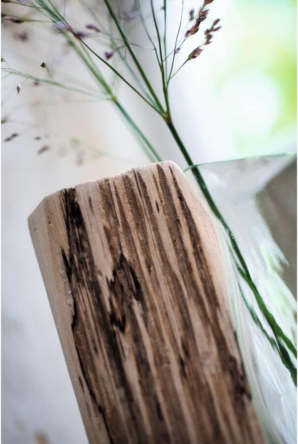 LEONARDO Siervaas Tafelve vaas CASOLARE uit glas en hout handgemaakt (1 stuk) - Foto 2
