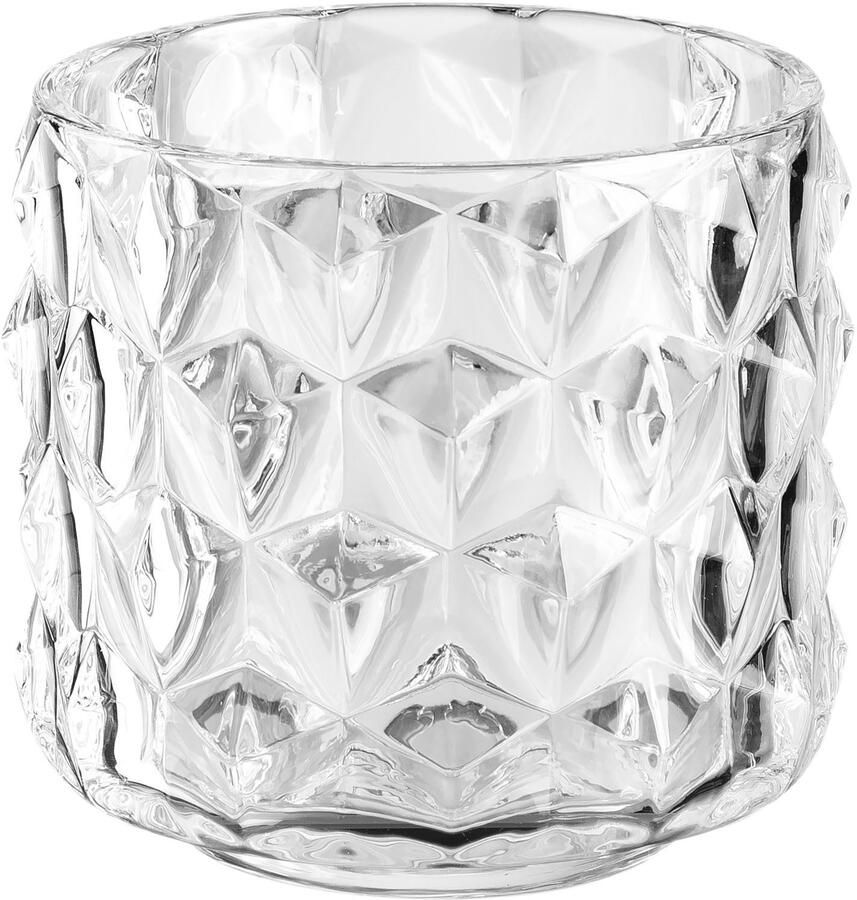 LEONARDO Waxinelichthouder Tafellamp POESIA met grote ruiten kaarsenhouder van glas hoogte ca. 10 cm vaatwasmachinebestendig (set 4 stuks) - Foto 5