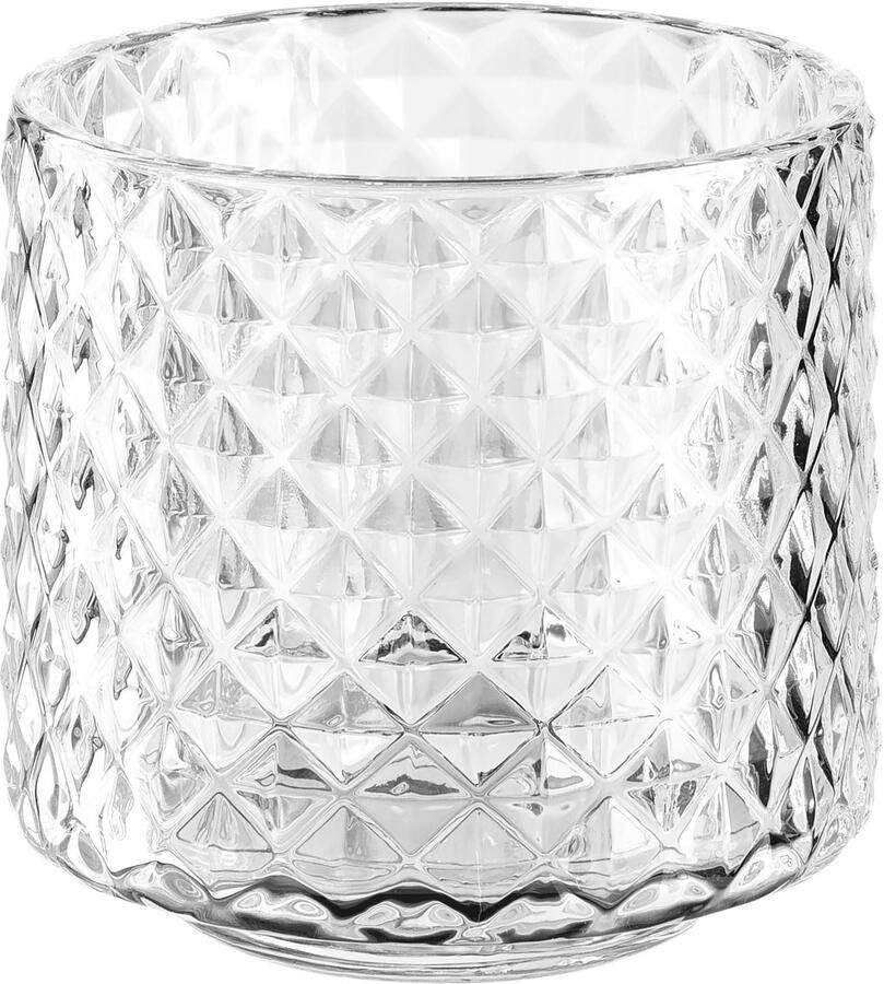 LEONARDO Waxinelichthouder Tafellamp POESIA met kleine ruiten kaarsenhouder van glas hoogte ca. 10 cm vaatwasmachinebestendig (set 4 stuks) - Foto 4