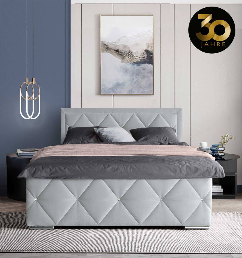 Leonique Boxspring Alfie bestseller! Inclusief bedlade & topper Optioneel met knoopstiksels of strassstenen H2 H3 en H4 verkrijgbaar - Foto 14