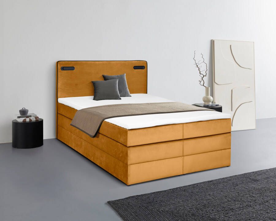 Leonique Boxspring Adil met ledverlichting inclusief topmatras van comfortschuim (5-delig)