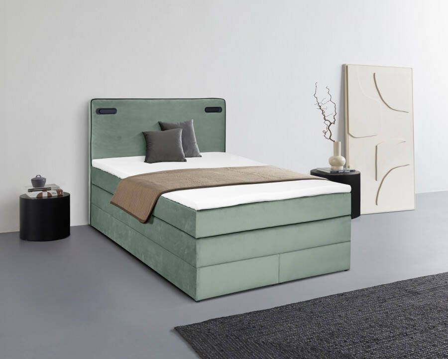 Leonique Boxspring Adil met ledverlichting inclusief topmatras van comfortschuim (5-delig)