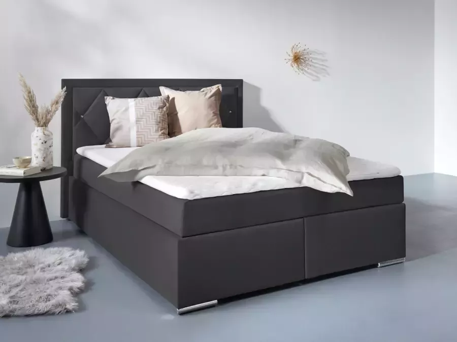Leonique Boxspring Alfie bestseller optioneel met bedlade met strassteentjes in het hoofdbord h2 h3 en h4 ter keuze - Foto 10