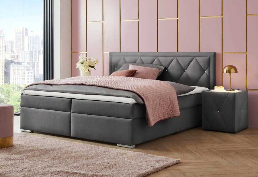 Leonique Boxspring Alfie bestseller optioneel met bedlade met strassteentjes in het hoofdbord h2 h3 en h4 ter keuze - Foto 11