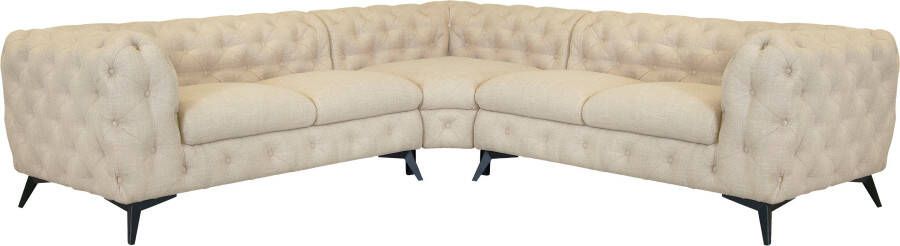 Leonique Chesterfield-bank Glynis luxueuze capitonnage moderne chesterfield look kleur van de poten ter keuze