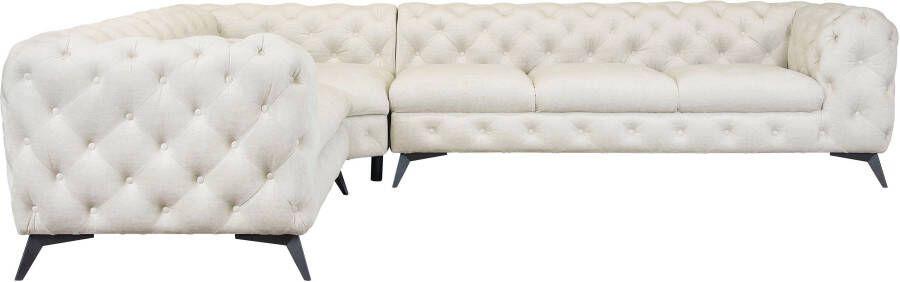 Leonique Chesterfield-bank Glynis luxueuze capitonnage moderne chesterfield look kleur van de poten ter keuze