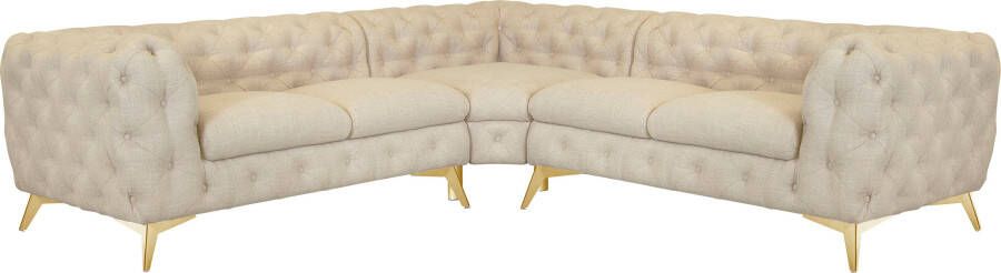 Leonique Chesterfield-bank Glynis luxueuze capitonnage moderne chesterfield look kleur van de poten ter keuze