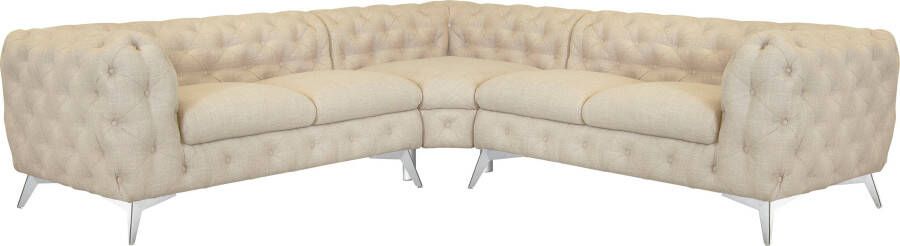 Leonique Chesterfield-bank Glynis luxueuze capitonnage moderne chesterfield look kleur van de poten ter keuze