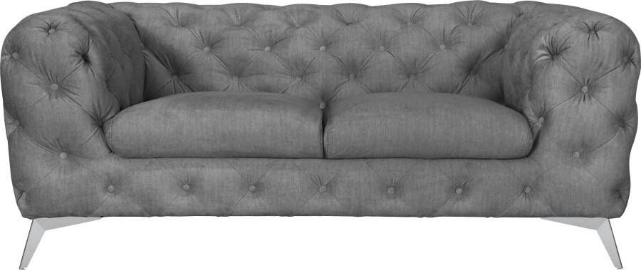 Leonique Chesterfield-bank Glynis luxueuze capitonnage moderne chesterfield look kleur van de poten ter keuze