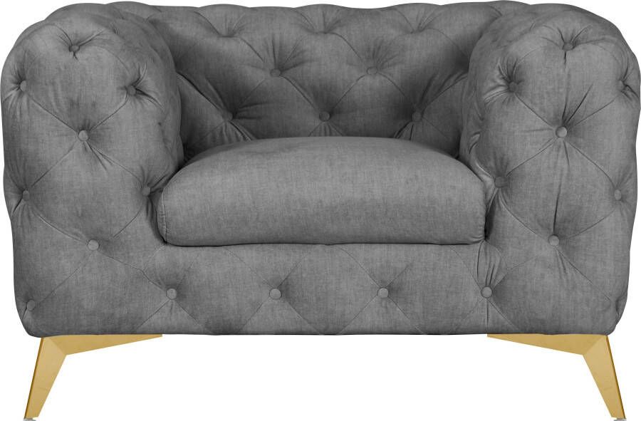 Leonique Chesterfield-fauteuil Glynis luxueuze capitonnage moderne chesterfield look kleur van de poten ter keuze