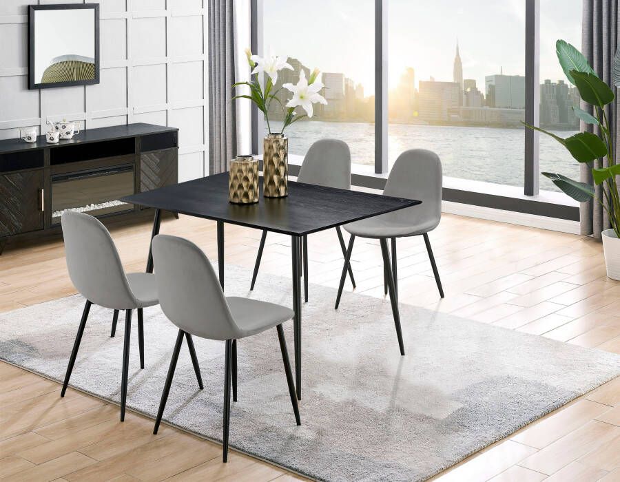 Leonique Eethoek Eadwine TOPSELLER! Zitgroep tafel plus 4 stoelen bestaande uit eettafel 120 cm en 4 eetkamerstoelen gestoffeerde stoelen (set 5-delig) - Foto 12