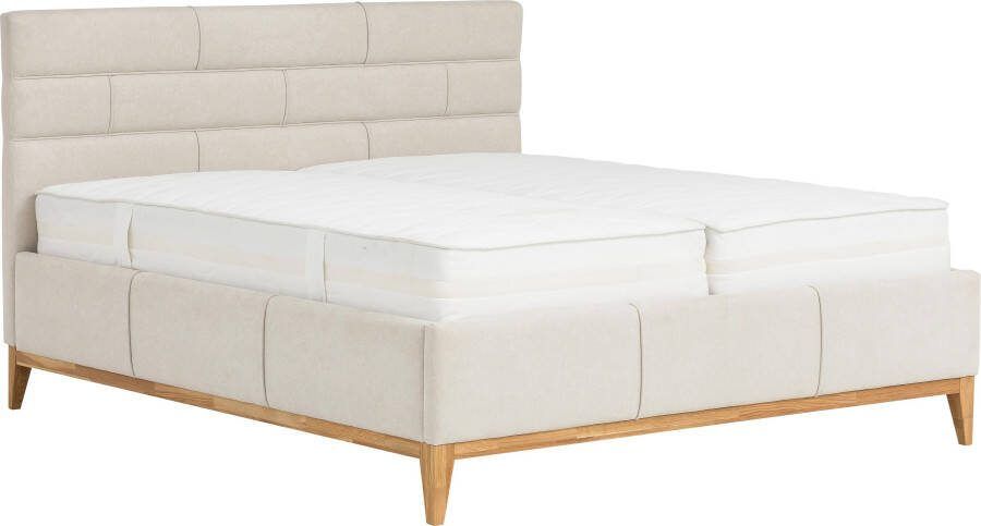 Leonique Gestoffeerd bed Balaine met lattenbodem bedkist ook met 7-zones-pocketveringsmatras