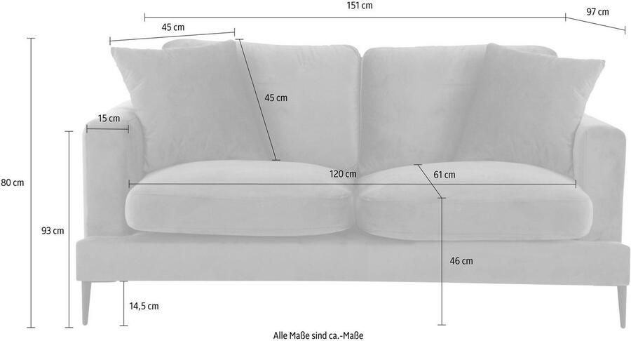 Leonique 2-zitsbank Cozy elegante designbank afmetingen B D H: 151 97 80 cm - Foto 4