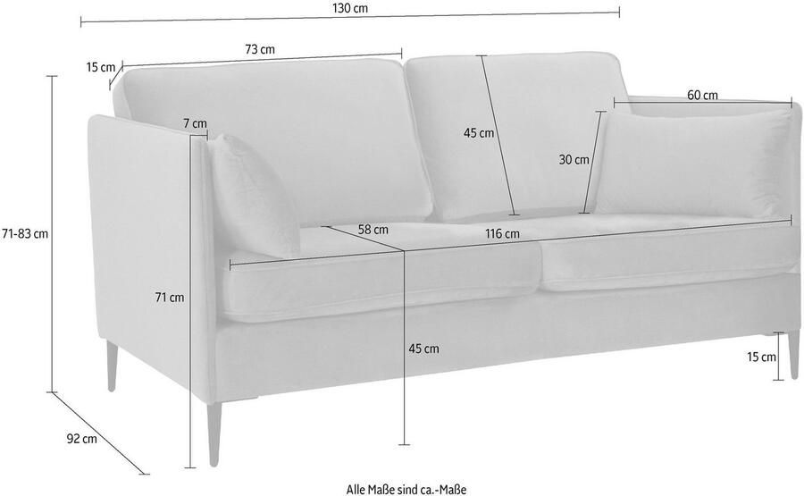 Leonique 2-zitsbank Light inclusief losse sierkussens met smalle armleuningen en telescooppoten - Foto 3
