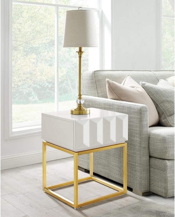 Leonique Bijzettafel Alais TOPSELLER! OTTOs keuze in 3d-look goudkleurig metalen montuur ook als nachtkastje te gebruiken - Foto 2