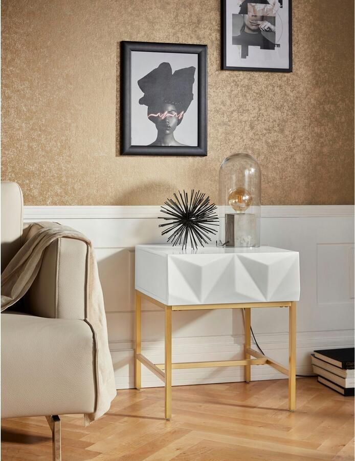 Leonique Bijzettafel Minfi TOPSELLER! OTTOs keuze Lade met 3D-front ook als nachtkastje geschikt breedte 50 cm - Foto 2