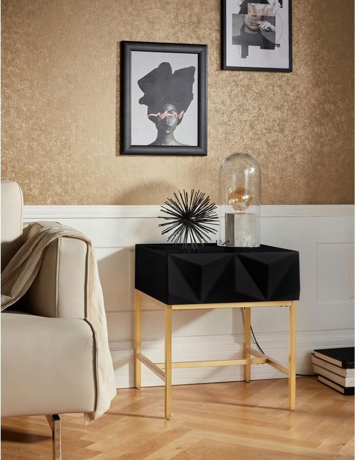 Leonique Bijzettafel Minfi TOPSELLER! OTTOs keuze Lade met 3D-front ook als nachtkastje geschikt breedte 50 cm - Foto 2