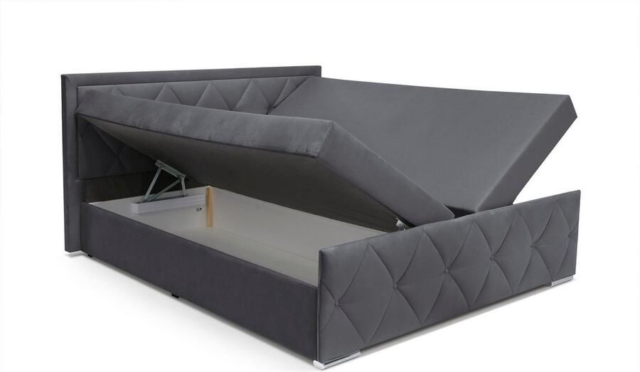 Leonique Boxspring Alfie bestseller! Inclusief bedlade & topper Optioneel met knoopstiksels of strassstenen H2 H3 en H4 verkrijgbaar - Foto 7