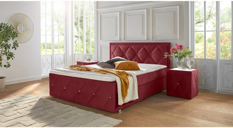 Leonique Boxspring Alfie bestseller! Inclusief bedlade & topper Optioneel met knoopstiksels of strassstenen H2 H3 en H4 verkrijgbaar - Foto 12