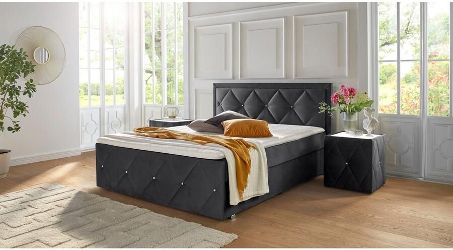 Leonique Boxspring Alfie bestseller! Inclusief bedlade & topper Optioneel met knoopstiksels of strassstenen H2 H3 en H4 verkrijgbaar - Foto 11