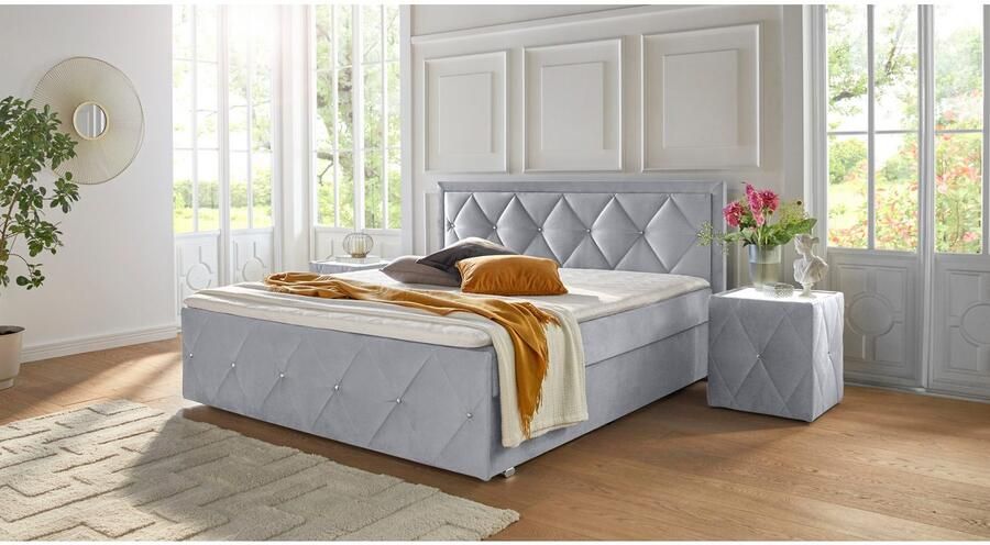 Leonique Boxspring Alfie bestseller! Inclusief bedlade & topper Optioneel met knoopstiksels of strassstenen H2 H3 en H4 verkrijgbaar - Foto 13