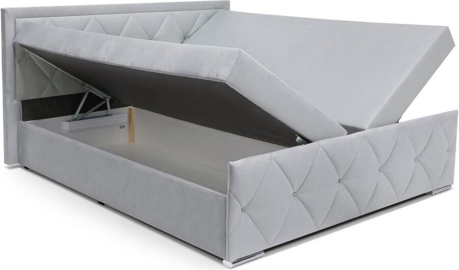 Leonique Boxspring Alfie bestseller! Inclusief bedlade & topper Optioneel met knoopstiksels of strassstenen H2 H3 en H4 verkrijgbaar - Foto 9