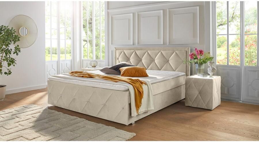 Leonique Boxspring Alfie bestseller! Inclusief bedlade & topper Optioneel met knoopstiksels of strassstenen H2 H3 en H4 verkrijgbaar - Foto 12