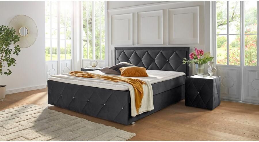 Leonique Boxspring Alfie bestseller! Inclusief bedlade & topper Optioneel met knoopstiksels of strassstenen H2 H3 en H4 verkrijgbaar - Foto 11