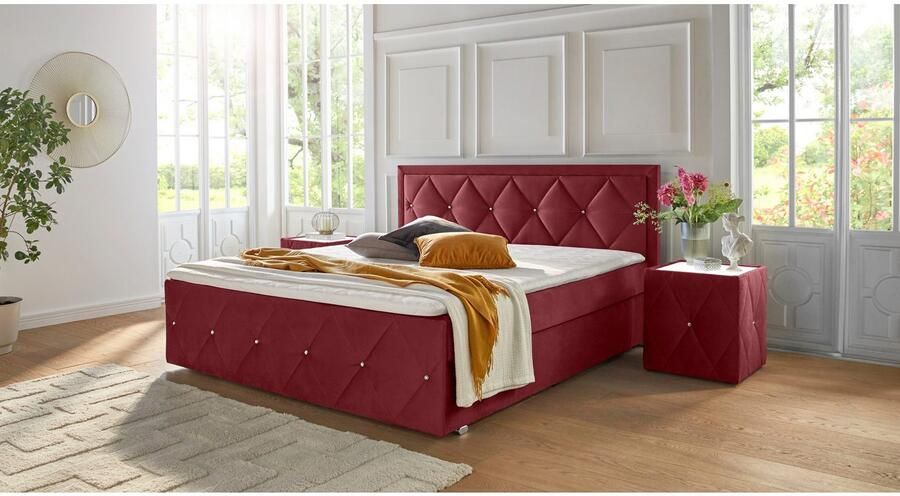 Leonique Boxspring Alfie bestseller! Inclusief bedlade & topper Optioneel met knoopstiksels of strassstenen H2 H3 en H4 verkrijgbaar - Foto 12