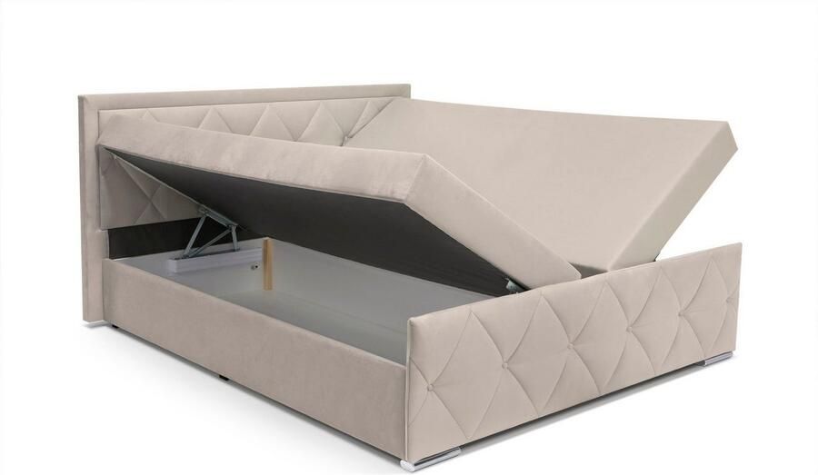 Leonique Boxspring Alfie bestseller! Inclusief bedlade & topper Optioneel met knoopstiksels of strassstenen H2 H3 en H4 verkrijgbaar - Foto 8