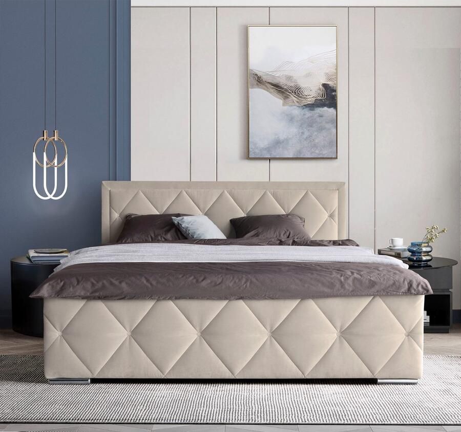 Leonique Boxspring Alfie bestseller! Inclusief bedlade & topper Optioneel met knoopstiksels of strassstenen H2 H3 en H4 verkrijgbaar - Foto 3
