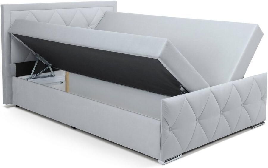 Leonique Boxspring Alfie bestseller! Inclusief bedlade & topper Optioneel met knoopstiksels of strassstenen H2 H3 en H4 verkrijgbaar - Foto 8