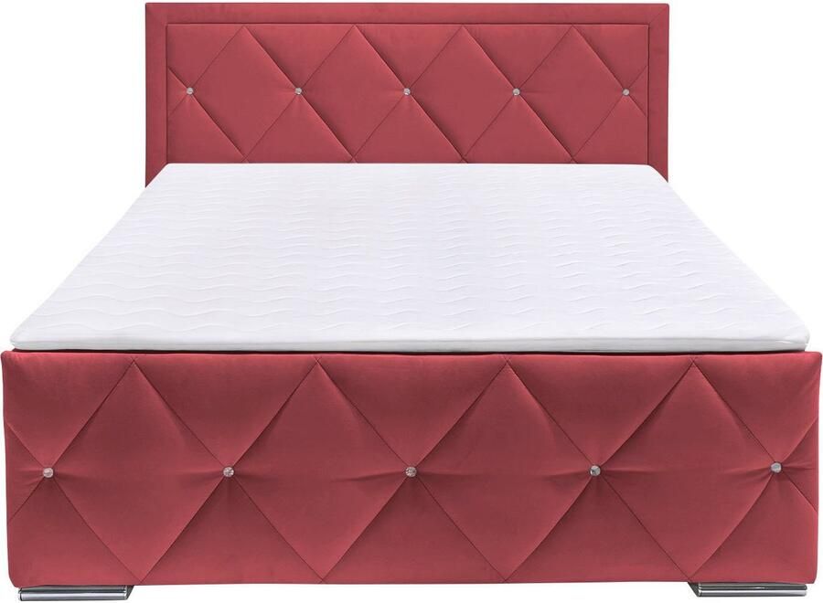 Leonique Boxspring Alfie bestseller! Inclusief bedlade & topper Optioneel met knoopstiksels of strassstenen H2 H3 en H4 verkrijgbaar - Foto 5