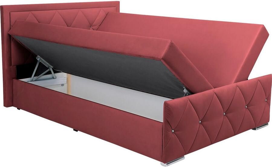 Leonique Boxspring Alfie bestseller! Inclusief bedlade & topper Optioneel met knoopstiksels of strassstenen H2 H3 en H4 verkrijgbaar - Foto 6