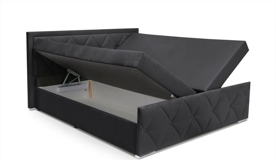 Leonique Boxspring Alfie bestseller! Inclusief bedlade & topper Optioneel met knoopstiksels of strassstenen H2 H3 en H4 verkrijgbaar - Foto 9