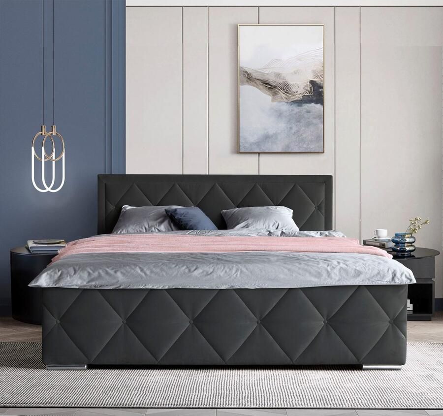 Leonique Boxspring Alfie bestseller! Inclusief bedlade & topper Optioneel met knoopstiksels of strassstenen H2 H3 en H4 verkrijgbaar - Foto 4