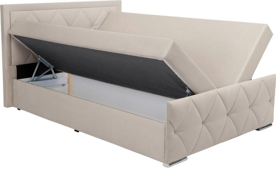 Leonique Boxspring Alfie bestseller! Inclusief bedlade & topper Optioneel met knoopstiksels of strassstenen H2 H3 en H4 verkrijgbaar - Foto 5