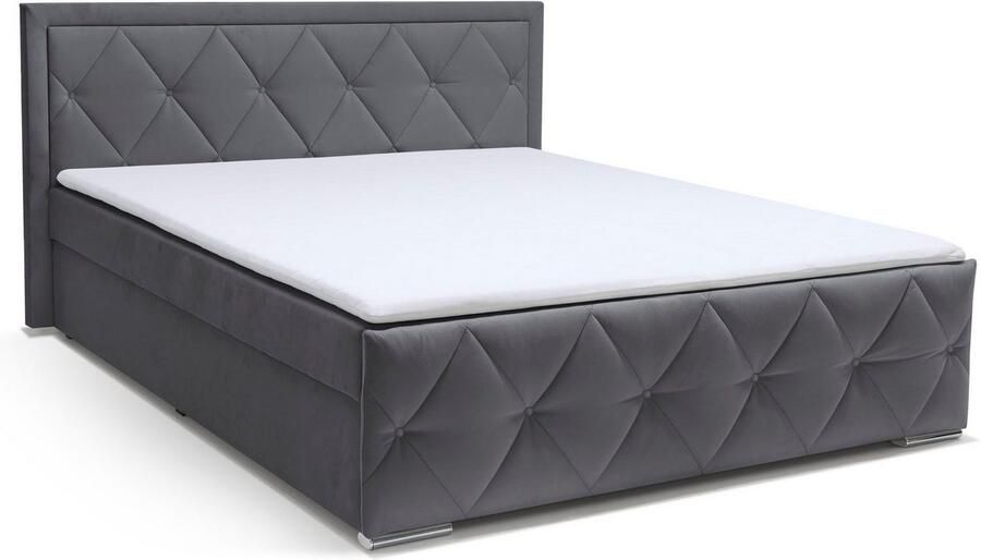 Leonique Boxspring Alfie bestseller! Inclusief bedlade & topper Optioneel met knoopstiksels of strassstenen H2 H3 en H4 verkrijgbaar - Foto 8