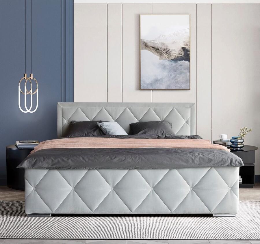 Leonique Boxspring Alfie bestseller! Inclusief bedlade & topper Optioneel met knoopstiksels of strassstenen H2 H3 en H4 verkrijgbaar - Foto 4