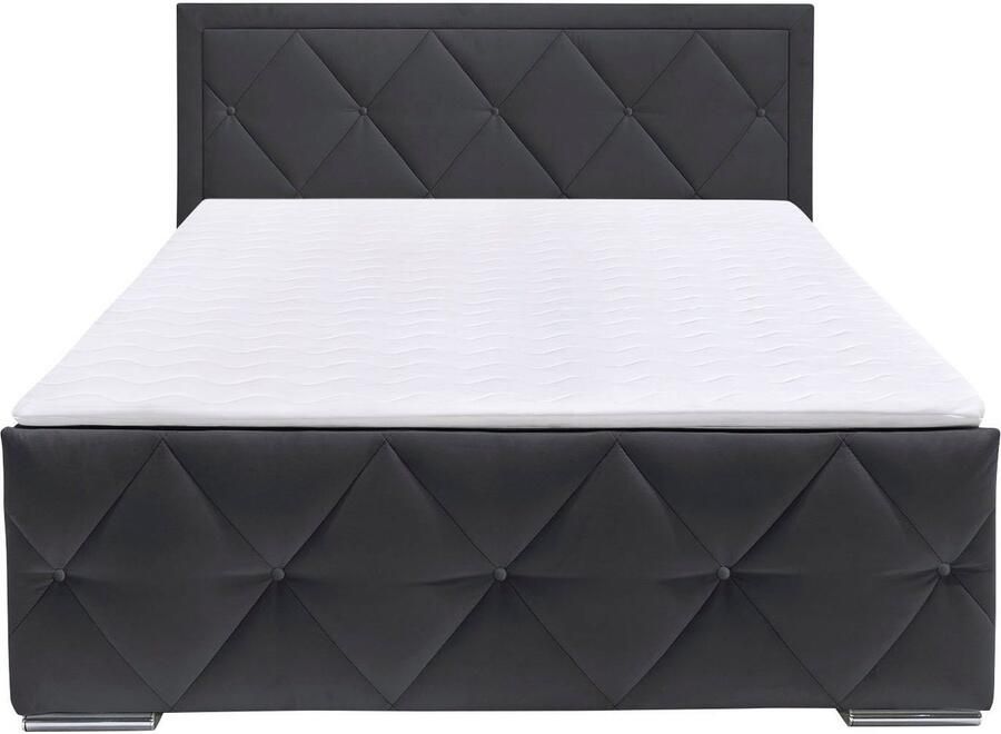 Leonique Boxspring Alfie bestseller! Inclusief bedlade & topper Optioneel met knoopstiksels of strassstenen H2 H3 en H4 verkrijgbaar - Foto 6