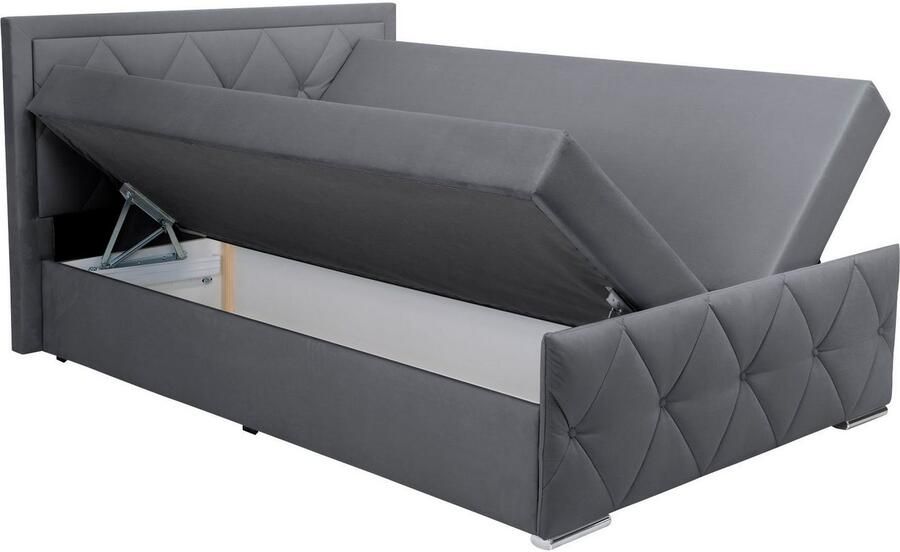 Leonique Boxspring Alfie bestseller! Inclusief bedlade & topper Optioneel met knoopstiksels of strassstenen H2 H3 en H4 verkrijgbaar - Foto 6