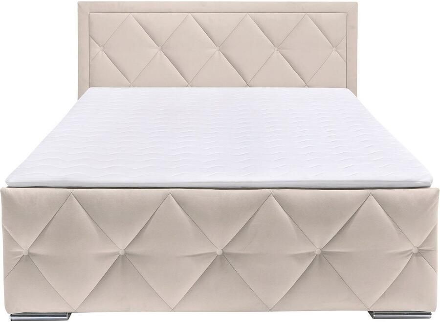 Leonique Boxspring Alfie bestseller! Inclusief bedlade & topper Optioneel met knoopstiksels of strassstenen H2 H3 en H4 verkrijgbaar - Foto 6