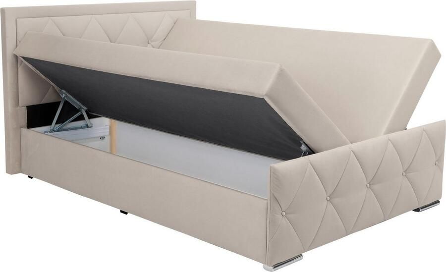 Leonique Boxspring Alfie bestseller! Inclusief bedlade & topper Optioneel met knoopstiksels of strassstenen H2 H3 en H4 verkrijgbaar - Foto 8
