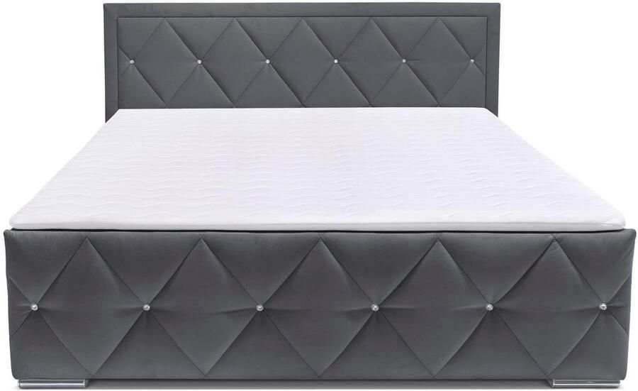 Leonique Boxspring Alfie bestseller! Inclusief bedlade & topper Optioneel met knoopstiksels of strassstenen H2 H3 en H4 verkrijgbaar - Foto 6
