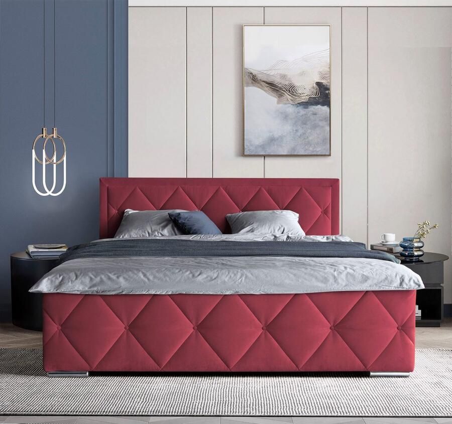 Leonique Boxspring Alfie bestseller! Inclusief bedlade & topper Optioneel met knoopstiksels of strassstenen H2 H3 en H4 verkrijgbaar - Foto 3