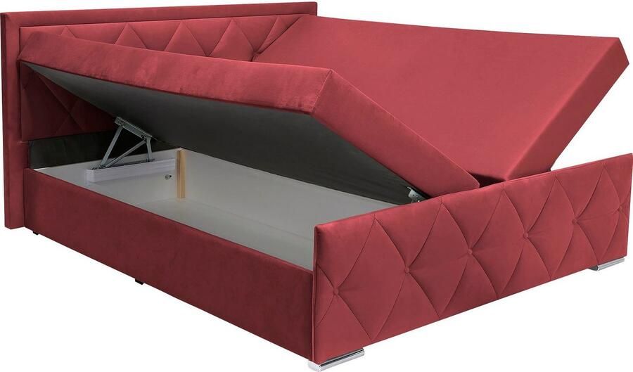 Leonique Boxspring Alfie bestseller! Inclusief bedlade & topper Optioneel met knoopstiksels of strassstenen H2 H3 en H4 verkrijgbaar - Foto 6