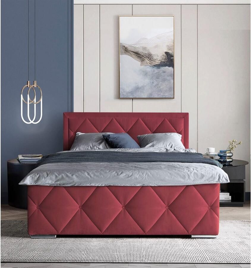 Leonique Boxspring Alfie bestseller! Inclusief bedlade & topper Optioneel met knoopstiksels of strassstenen H2 H3 en H4 verkrijgbaar - Foto 5