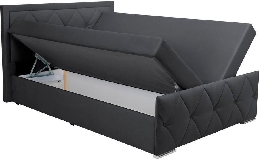 Leonique Boxspring Alfie bestseller! Inclusief bedlade & topper Optioneel met knoopstiksels of strassstenen H2 H3 en H4 verkrijgbaar - Foto 7