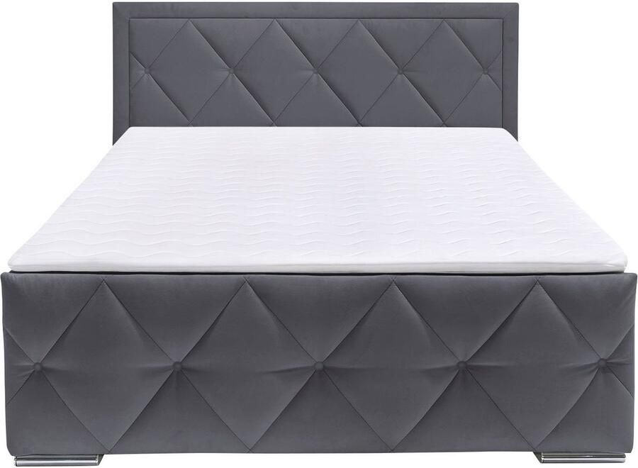 Leonique Boxspring Alfie bestseller! Inclusief bedlade & topper Optioneel met knoopstiksels of strassstenen H2 H3 en H4 verkrijgbaar - Foto 4